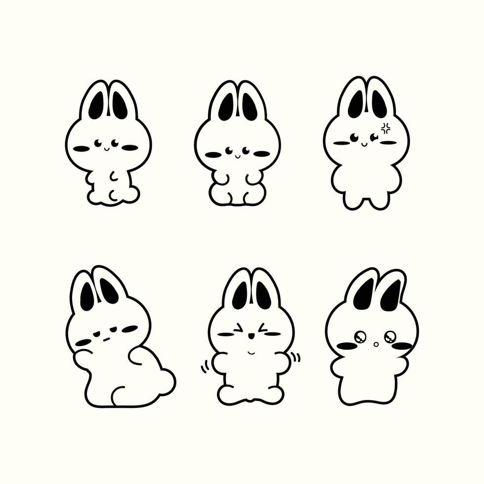 mignonne lapin noir lineart pour coloration livres vecteur graphique