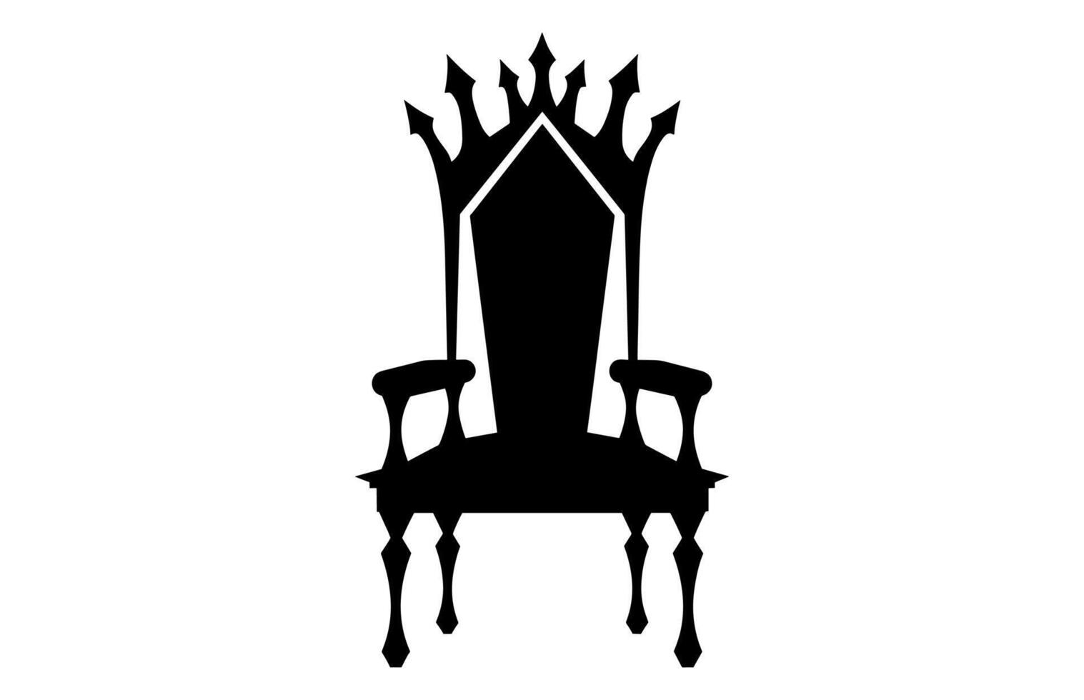 Roi trône silhouette, Royal trône chaise vecteur, fauteuil avec couronne de roi. vecteur