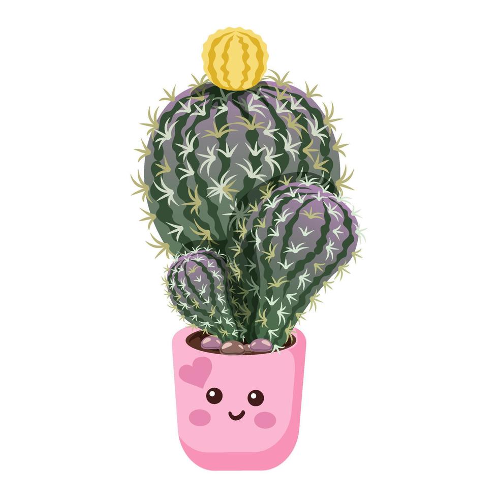 cactus kawaii mignon dans des pots. vecteur