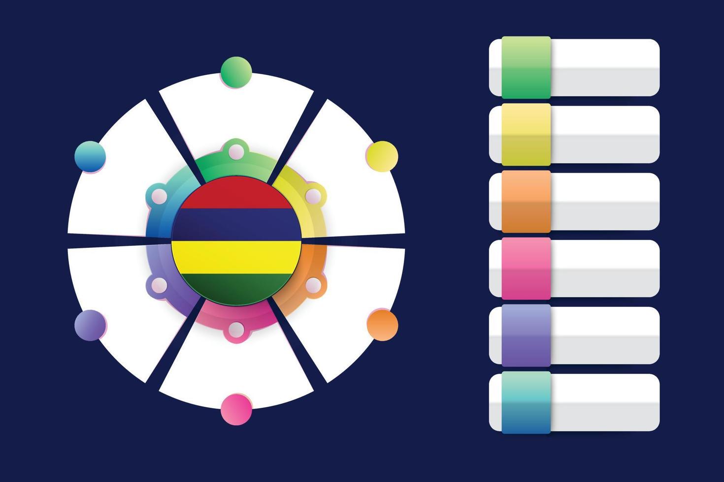 drapeau de l'ile maurice avec conception infographique incorporer avec forme ronde divisée vecteur