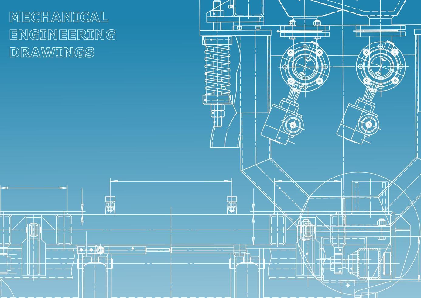 systèmes de conception assistée par ordinateur. illustrations techniques, arrière-plans. dessin d'ingénierie mécanique. l'industrie de la construction de machines. dessins de lutherie vecteur