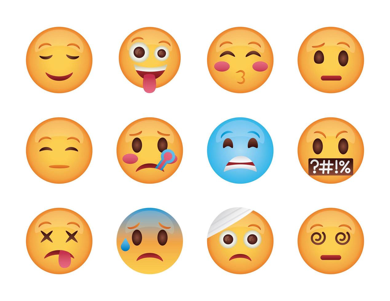 ensemble d'icônes de visages emojis vecteur