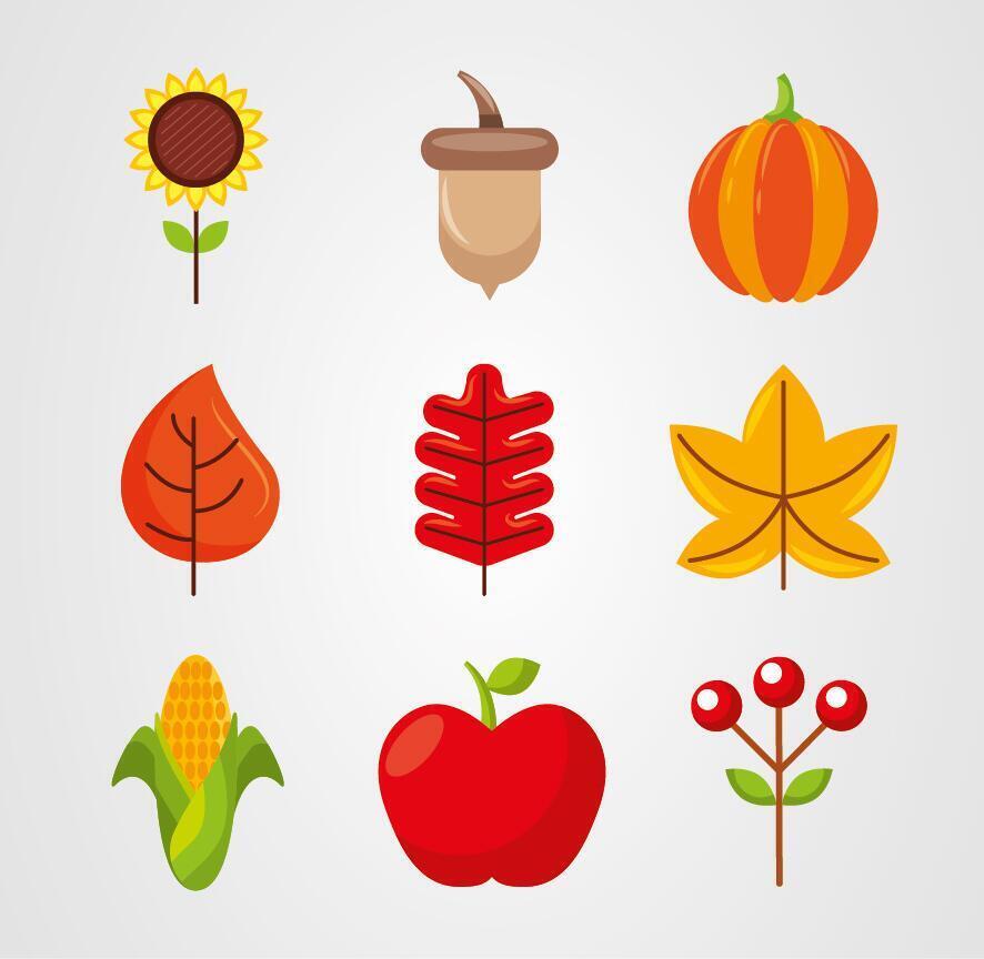 joyeux thanksgiving day icon set vector design