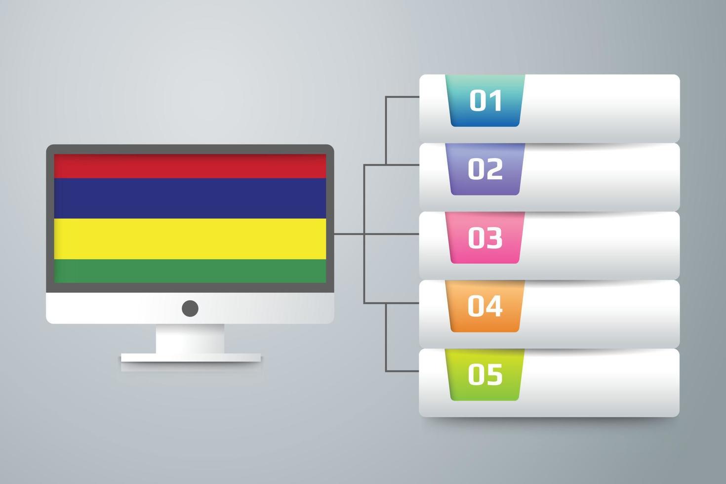 drapeau de l'île Maurice avec conception infographique incorporer avec écran d'ordinateur vecteur