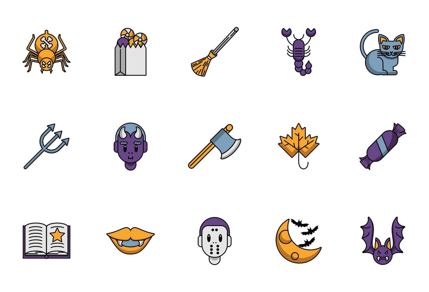 ensemble d'icônes de jeu d'halloween vecteur
