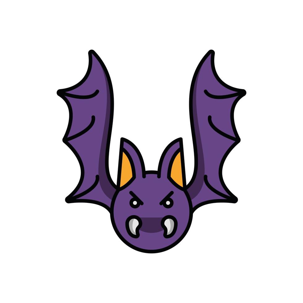 icône de personnage animal chauve-souris halloween vecteur