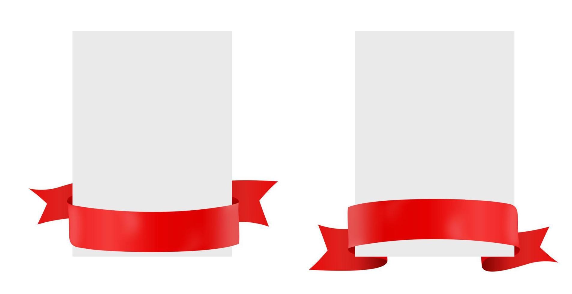 modèle de feuille a4 vierge blanche avec ruban rouge. illustration vectorielle vecteur