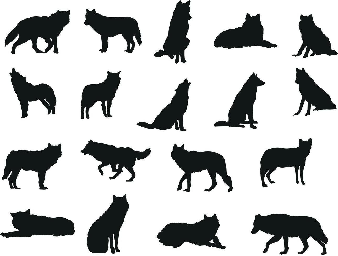 collection de silhouettes vectorielles de loups pour les compositions de logos et d'œuvres d'art vecteur