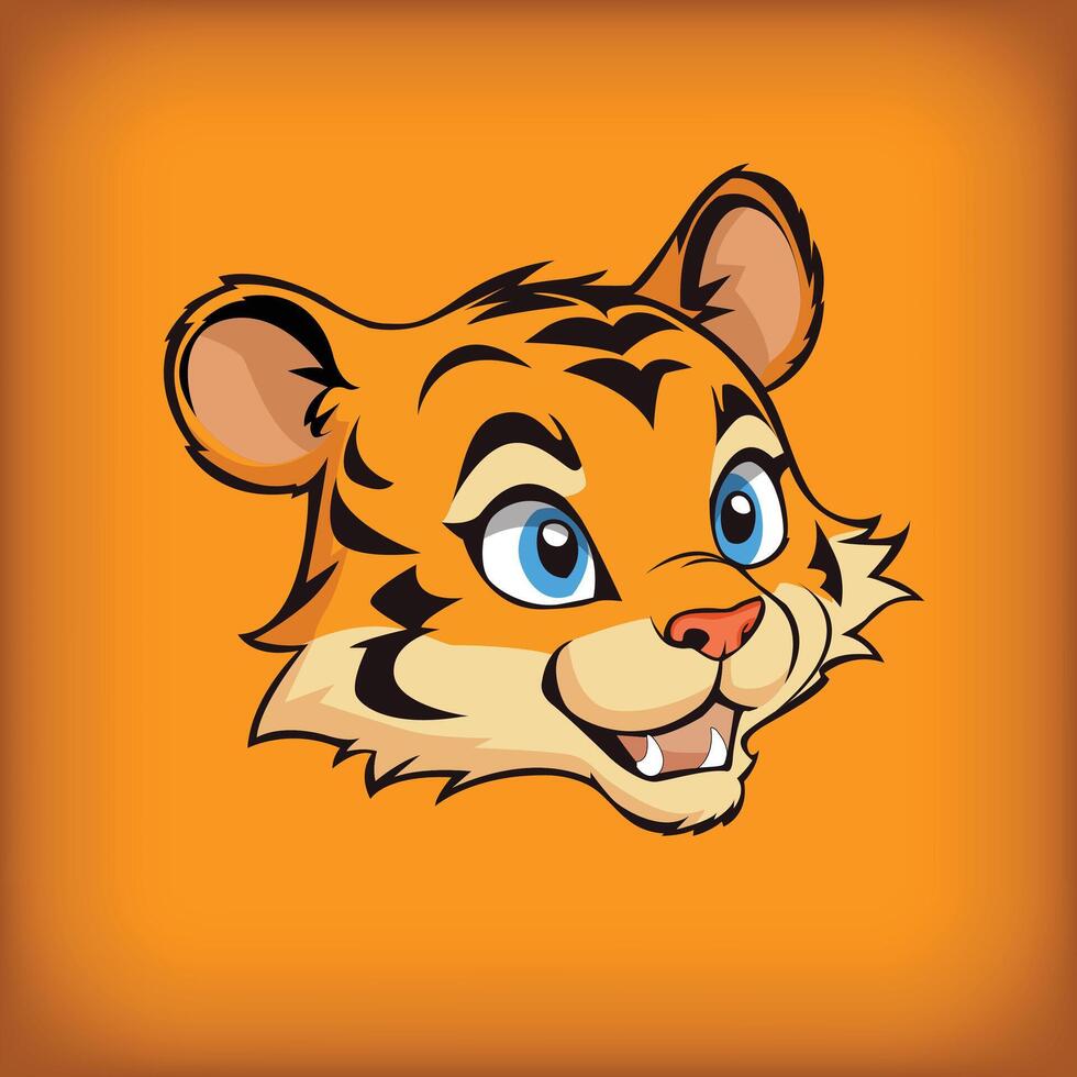 bébé tigre tête mascotte logo vecteur