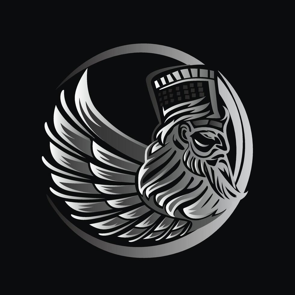 lamassu tête avec ailes mascotte logo vecteur illustration