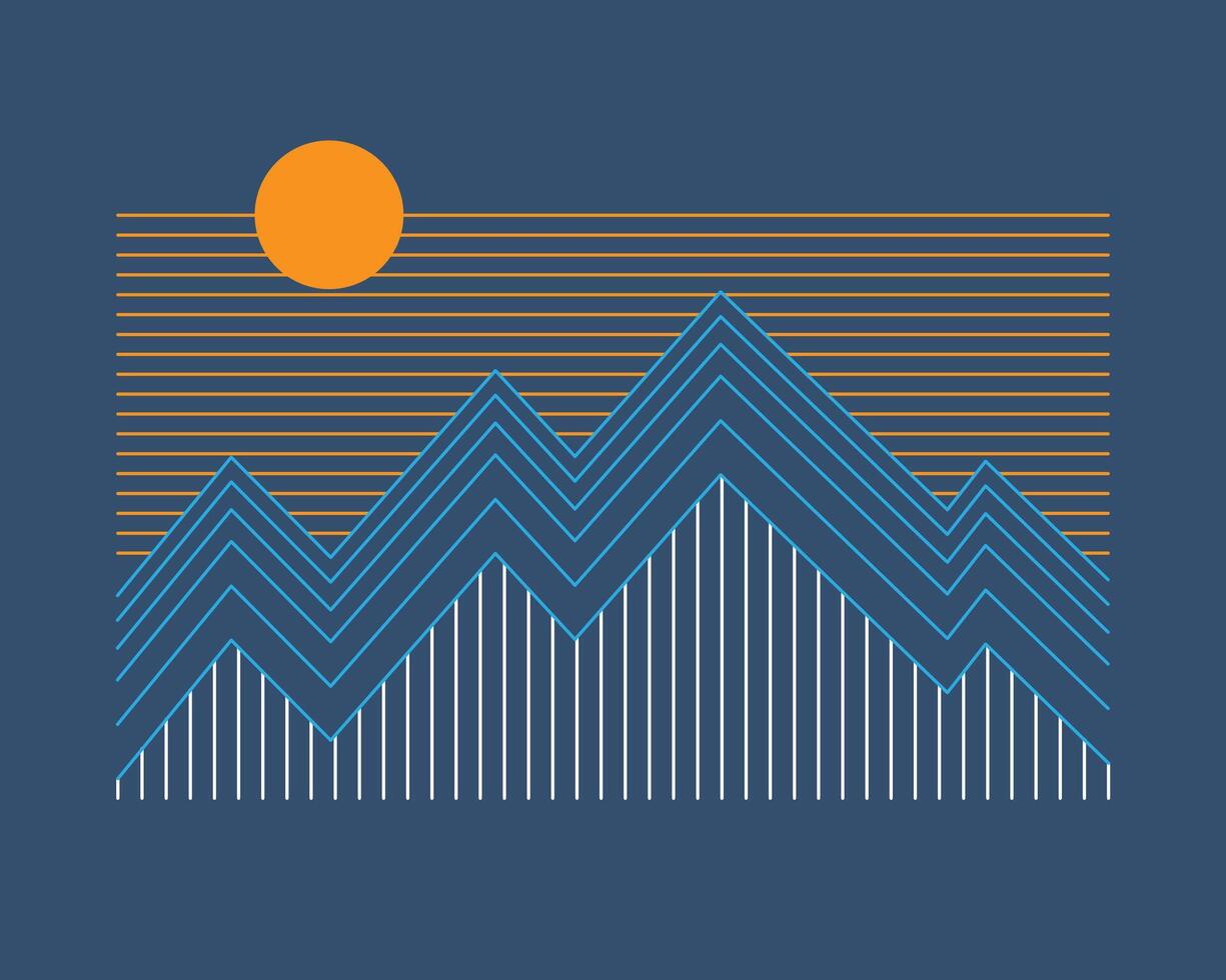 Facile mono ligne conception de le montagnes vecteur illustration