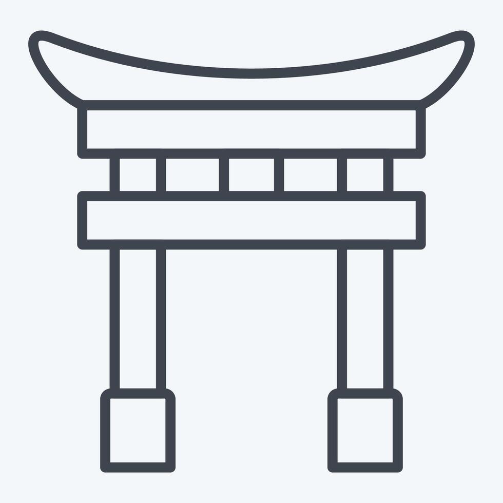 icône tori portail. en relation à Japon symbole. ligne style. Facile conception illustration. vecteur