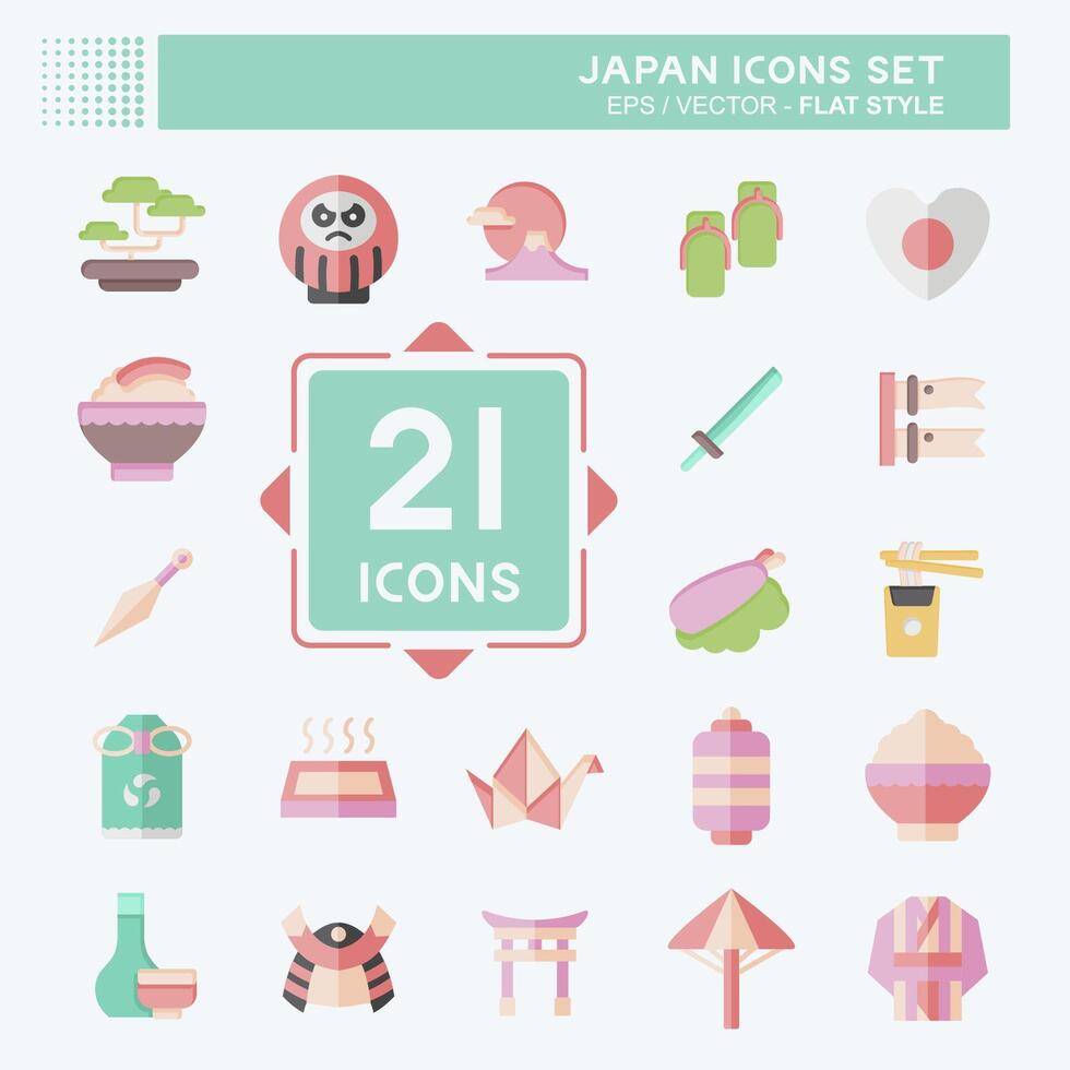 icône ensemble Japon. en relation à vacances symbole. plat style. Facile conception illustration. vecteur