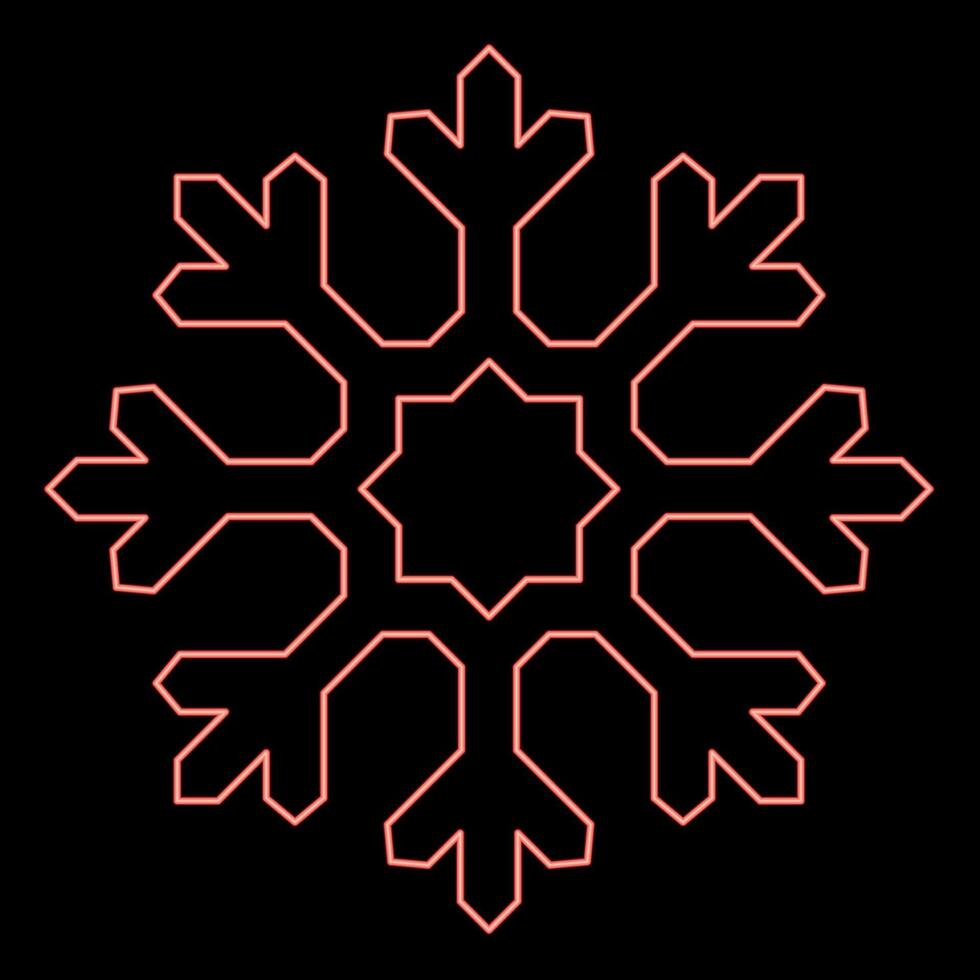 néon flocon de neige rouge Couleur vecteur illustration image plat style