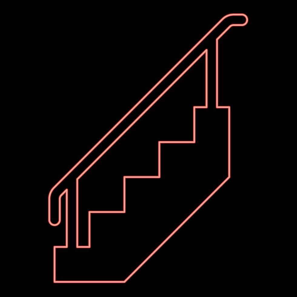 néon escalier avec garde-corps escaliers avec balustrade échelle clôture escalier rouge Couleur vecteur illustration image plat style