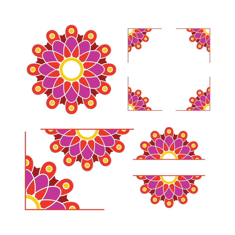 mandala coloré mariage ornement vecteur dessins