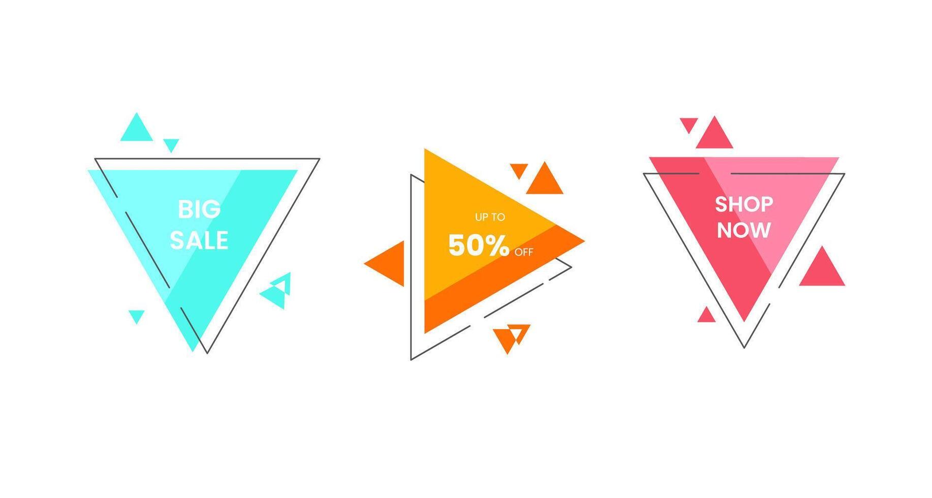 ensemble de coloré abstrait Triangle vente Mots clés. bannière vecteur collection