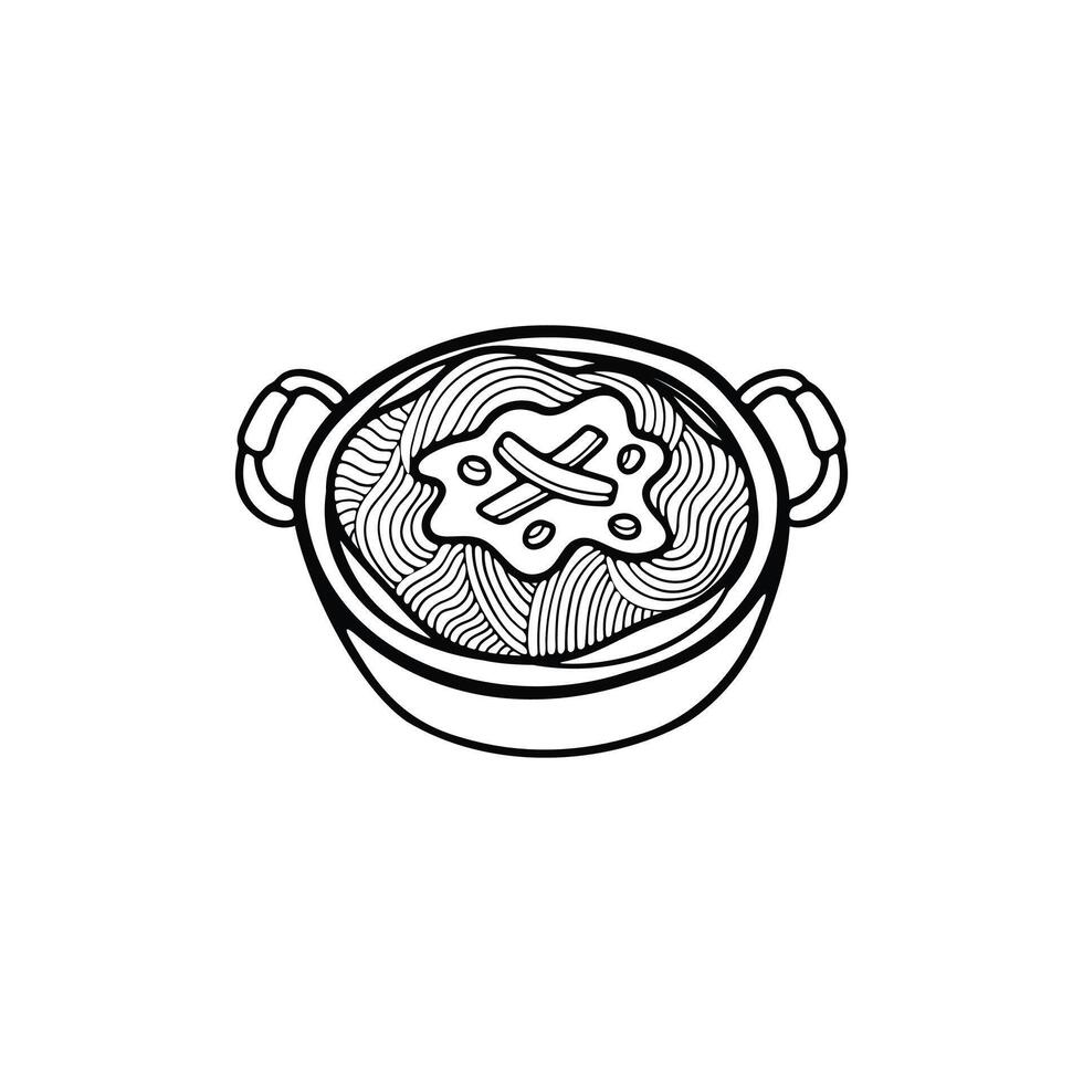 noir et blanc isoler ramen Japonais nourriture plat style des illustrations vecteur