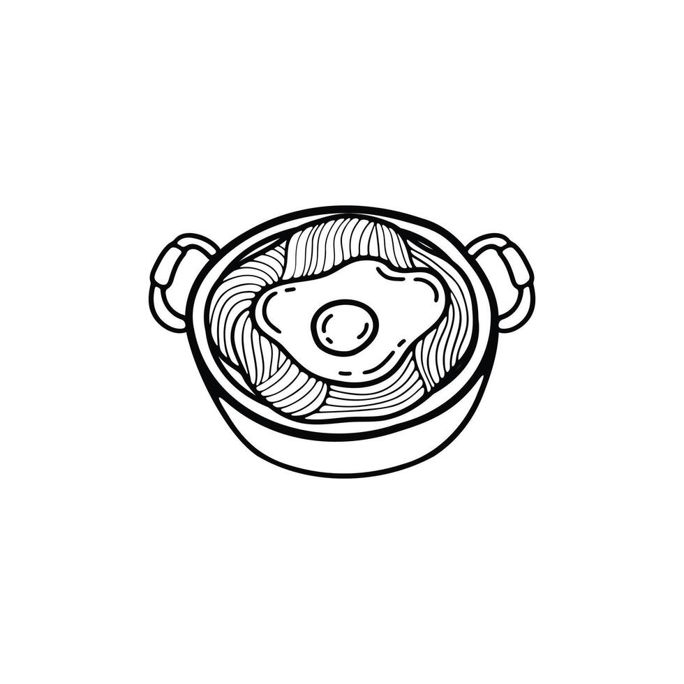 noir et blanc isoler ramen Japonais nourriture plat style des illustrations vecteur
