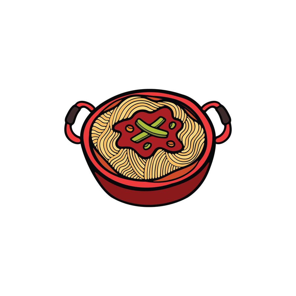 isoler ramen Japonais nourriture plat style illustration vecteur