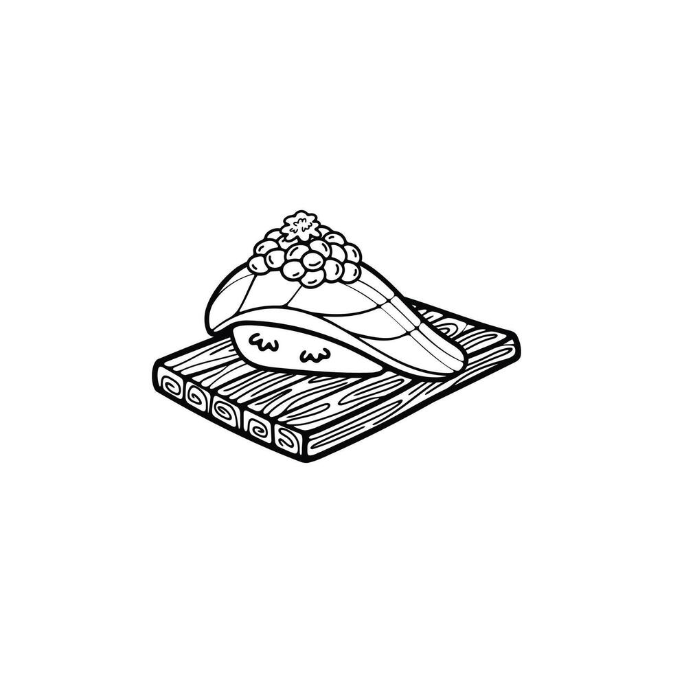 noir et blanc isoler sashimi Sushi Japonais nourriture plat style illustration vecteur
