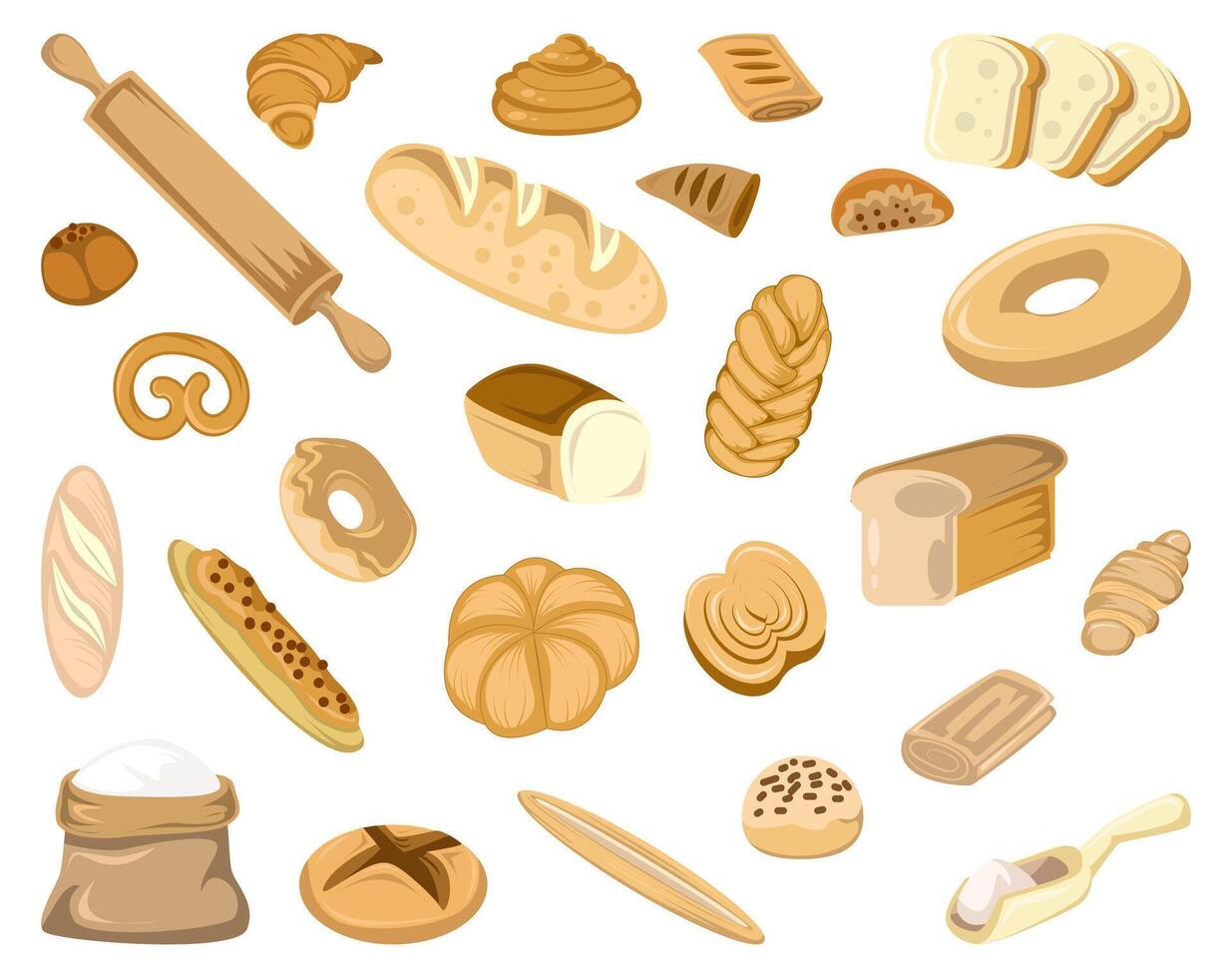boulangerie production illustration éléments ensemble vecteur