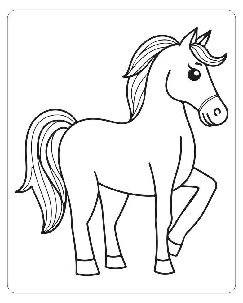 cheval vecteur, cheval coloration pages, noir et blanc animaux vecteur