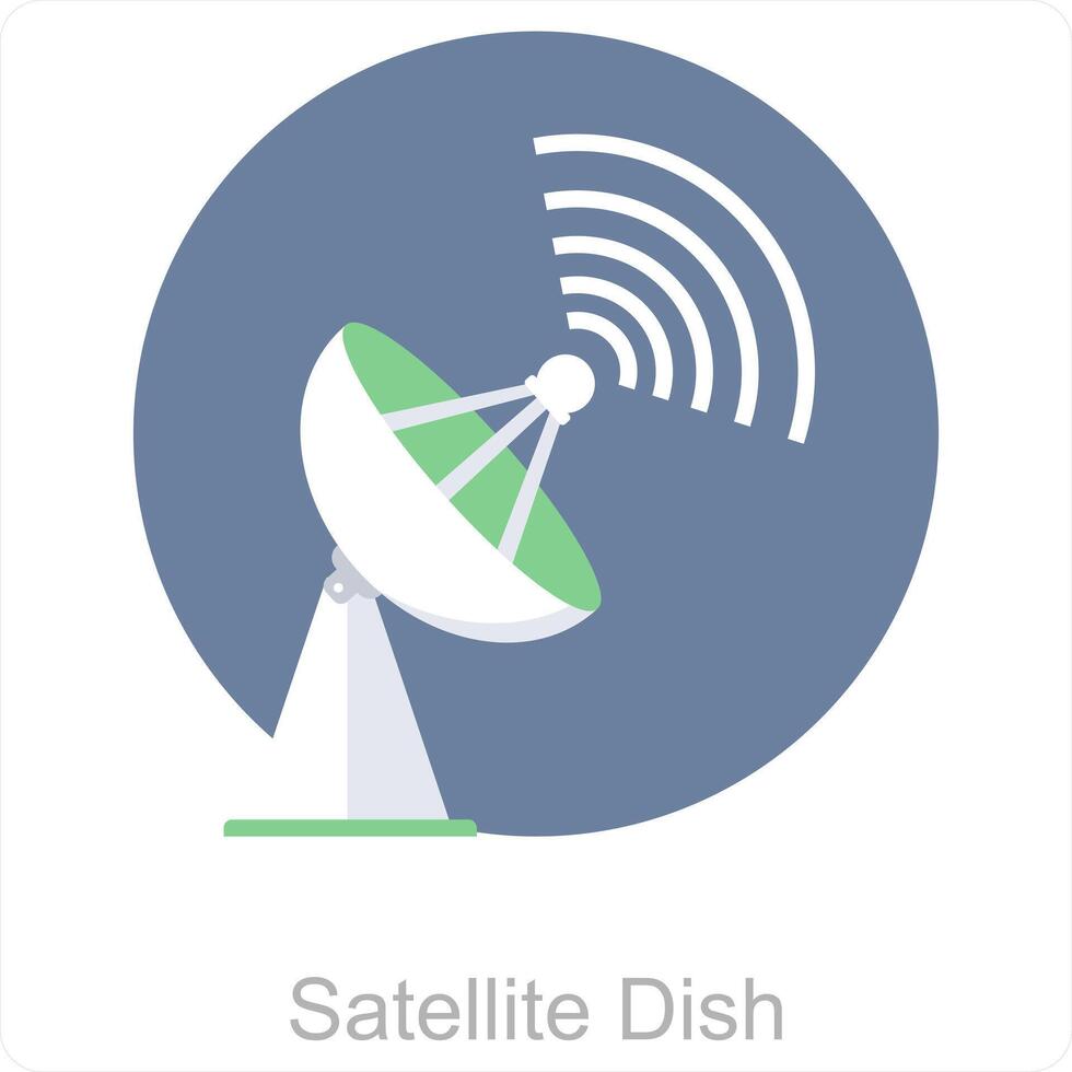Satellite plat et diffuser icône concept vecteur