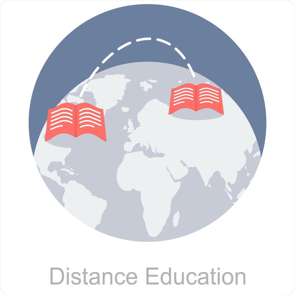distance éducation et distance icône concept vecteur