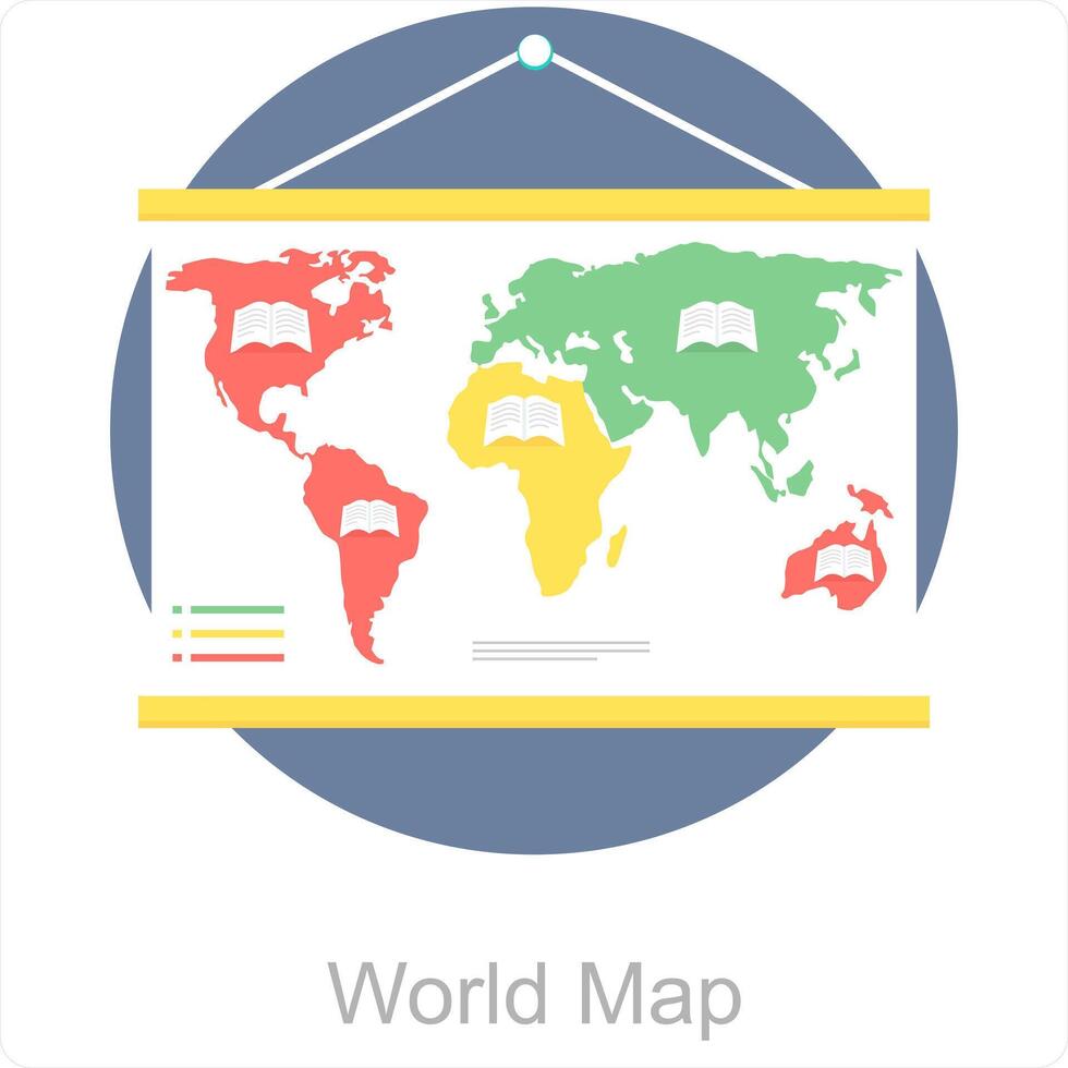 monde carte et carte icône concept vecteur