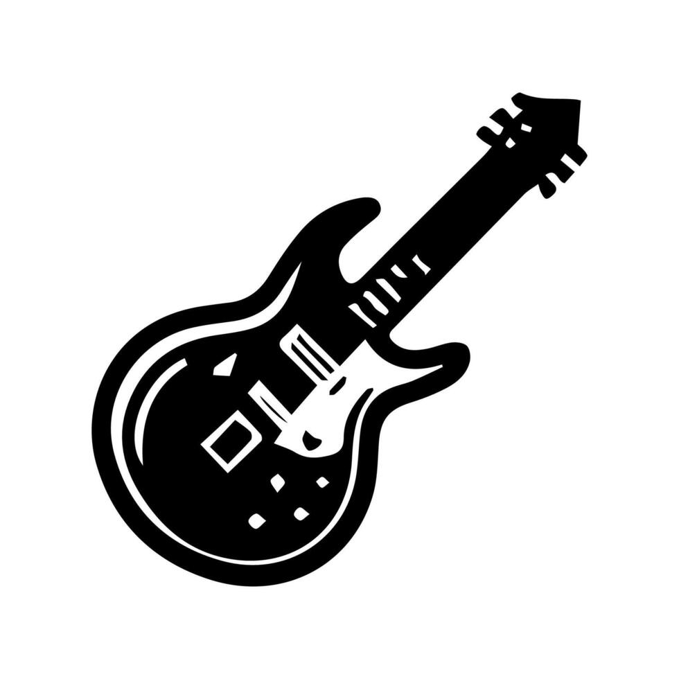 acoustique et électrique guitare contour musical instruments vecteur isolé silhouette guitare griffonnage