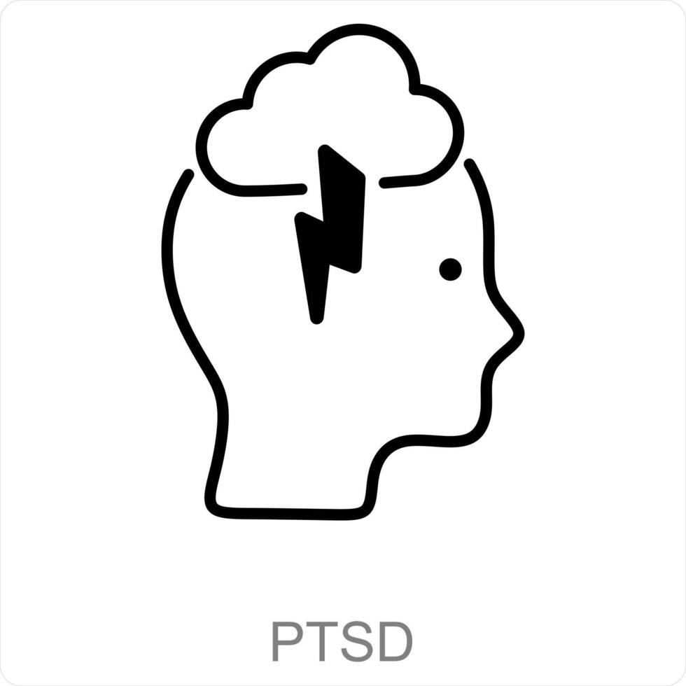 ptsd et stress icône concept vecteur