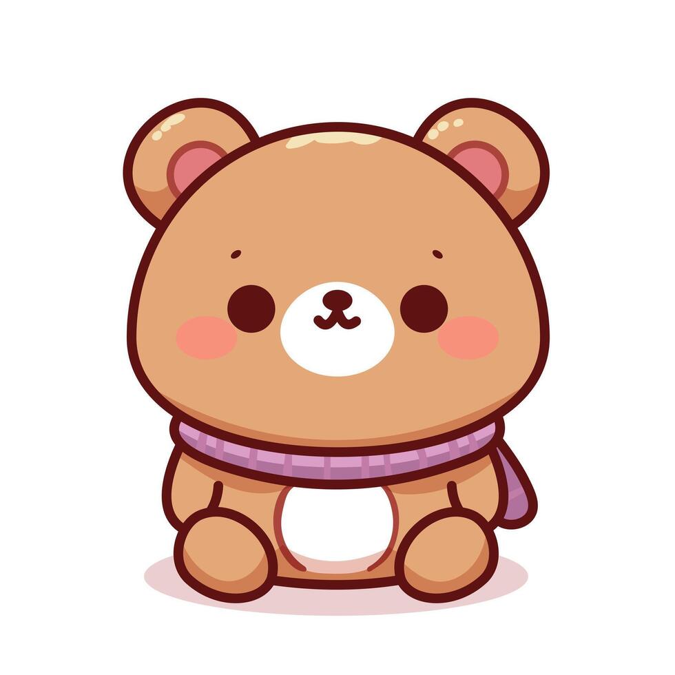 vecteur ours portant une écharpe kawaii dessin animé