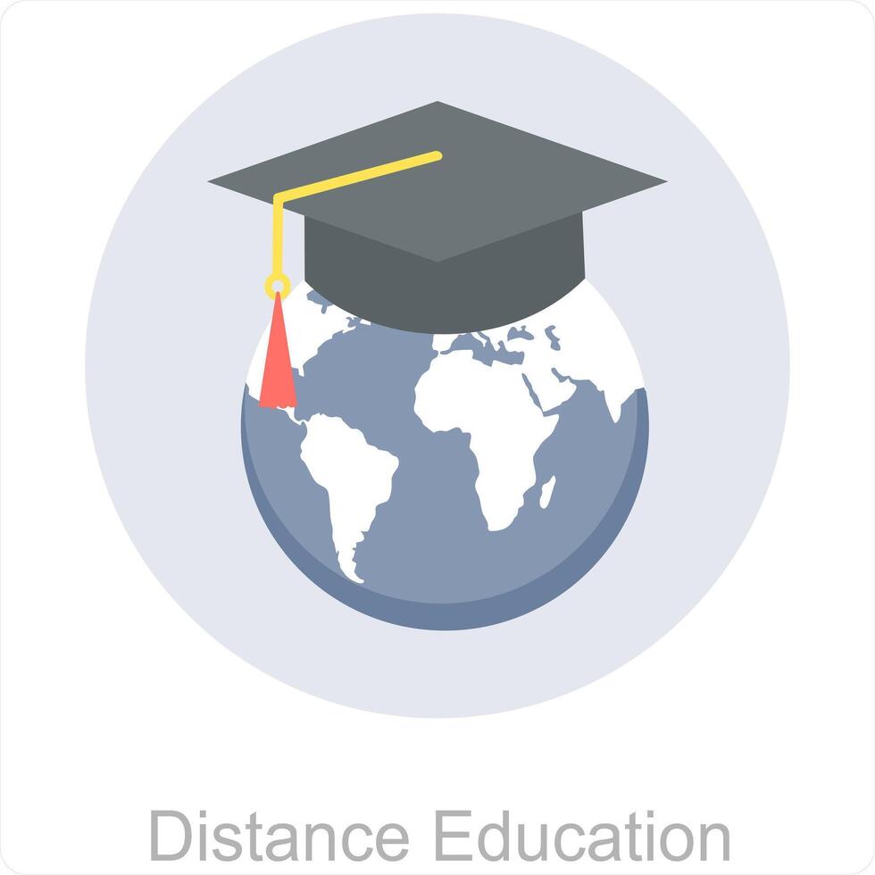 distance éducation et distance icône concept vecteur