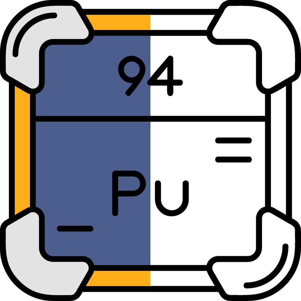 plutonium rempli moitié Couper icône vecteur