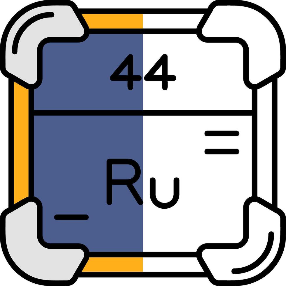 ruthénium rempli moitié Couper icône vecteur