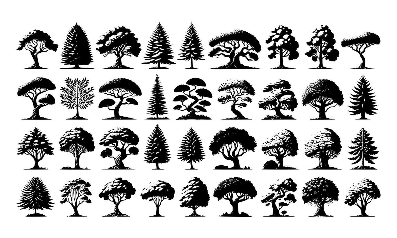la diversité de des arbres ensemble sur Contexte blanc vecteur