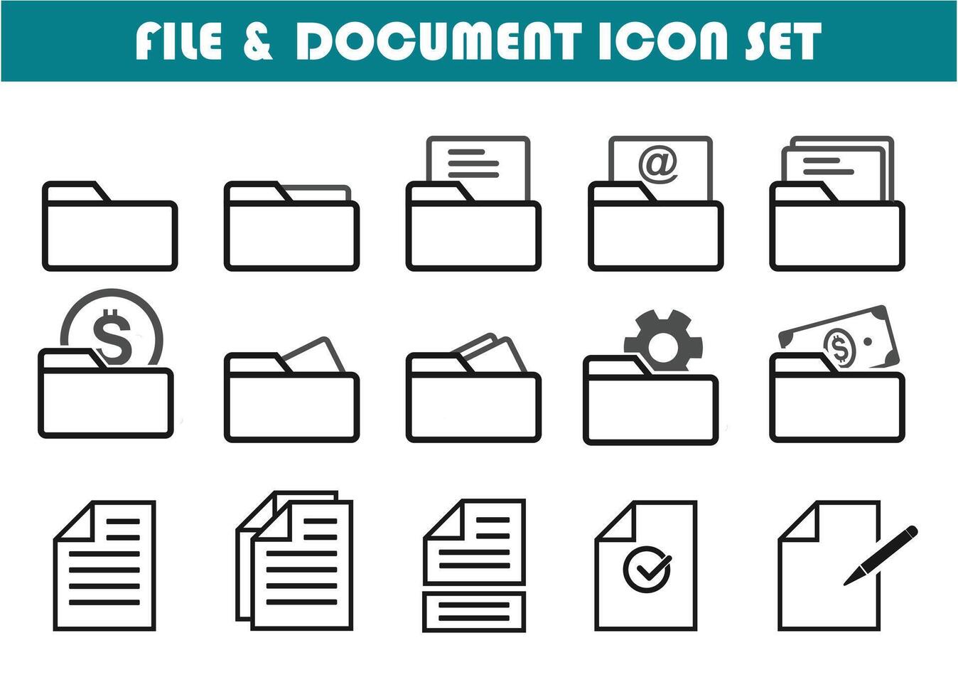 dossier et document icône ensemble, divers des modèles pour graphique conception besoins, vecteur eps dix.