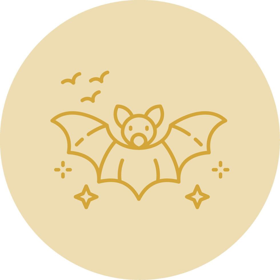 chauve souris ligne Jaune cercle icône vecteur