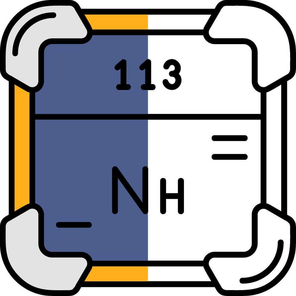 nihonium rempli moitié Couper icône vecteur