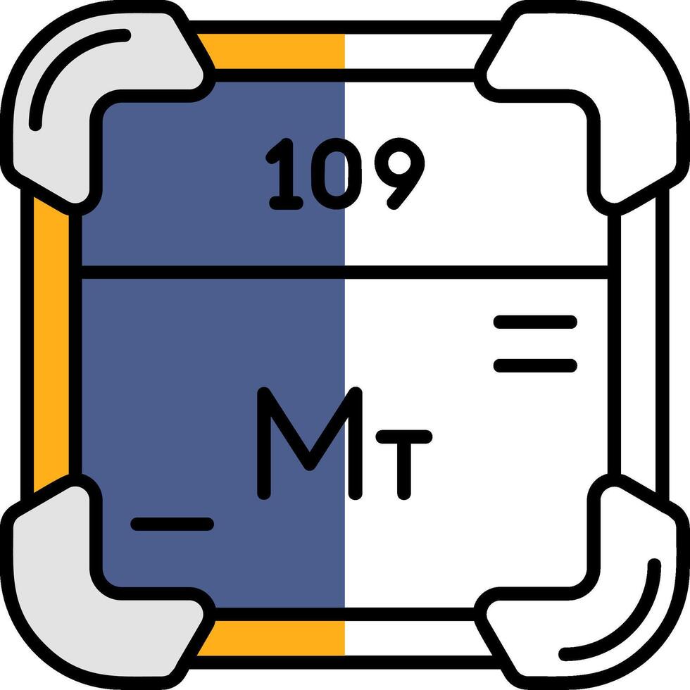 meitnerium rempli moitié Couper icône vecteur