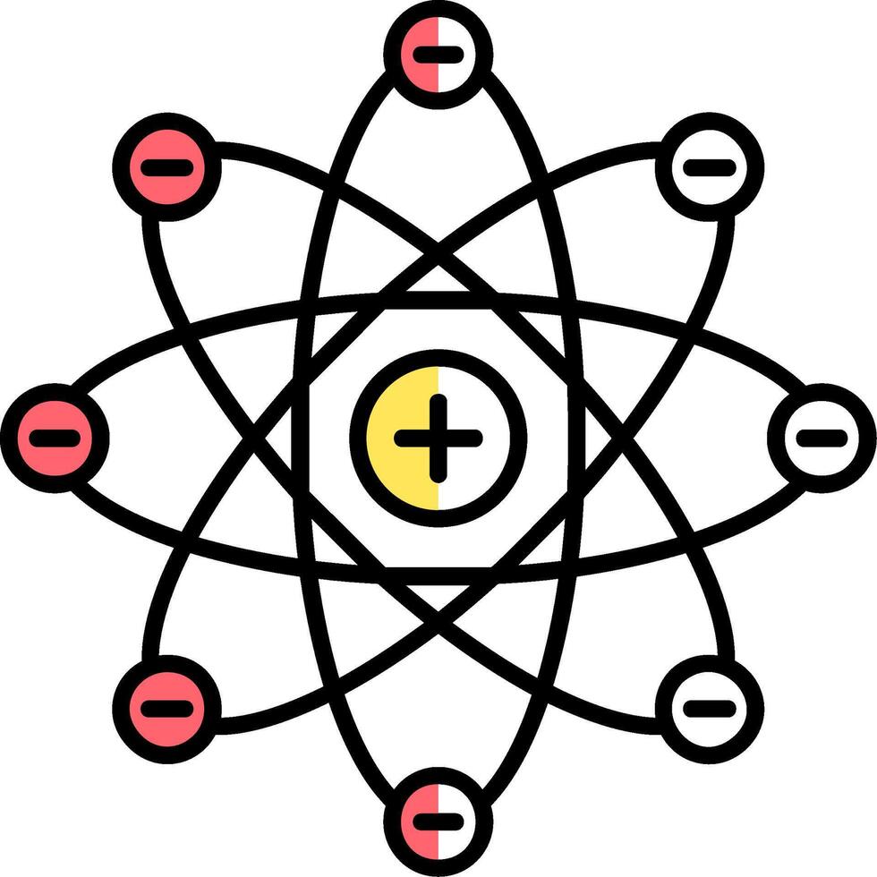 atome rempli moitié Couper icône vecteur