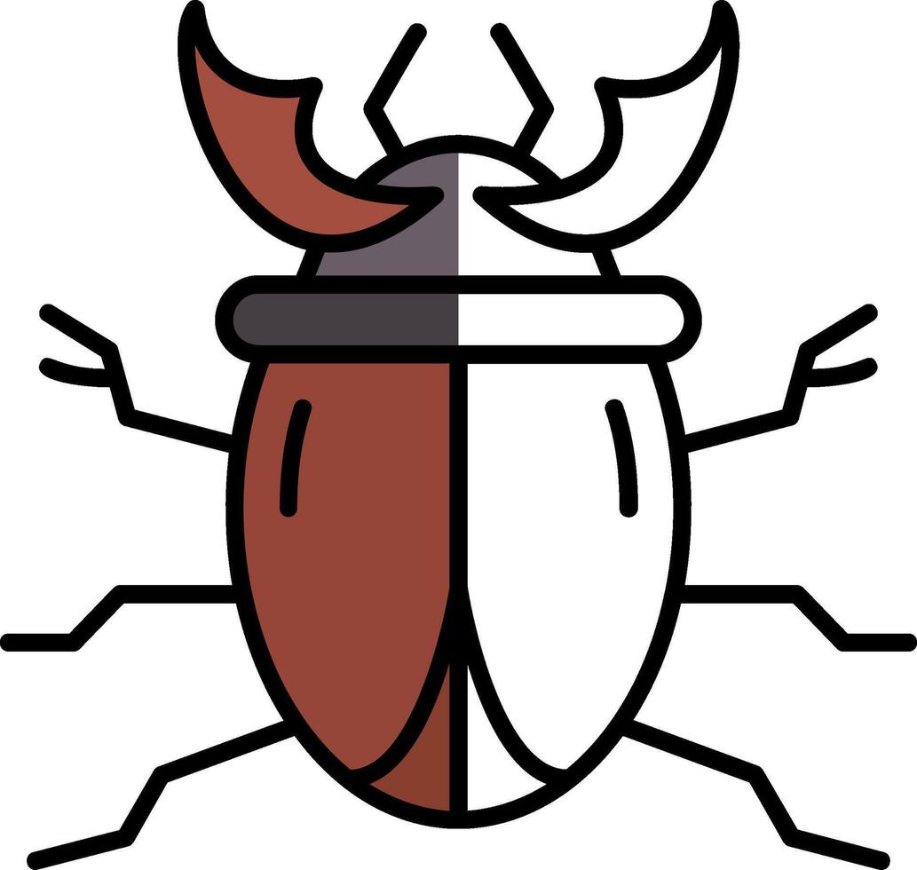 scarabée rempli moitié Couper icône vecteur
