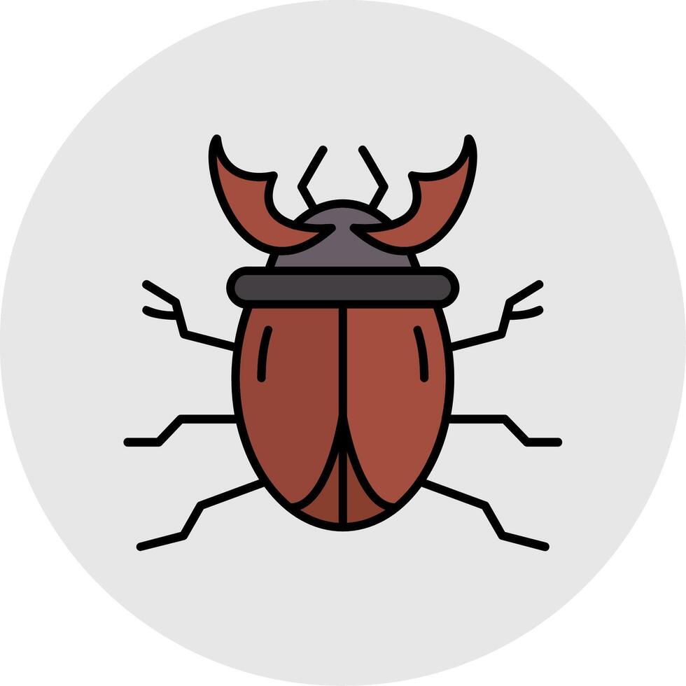 scarabée ligne rempli lumière cercle icône vecteur