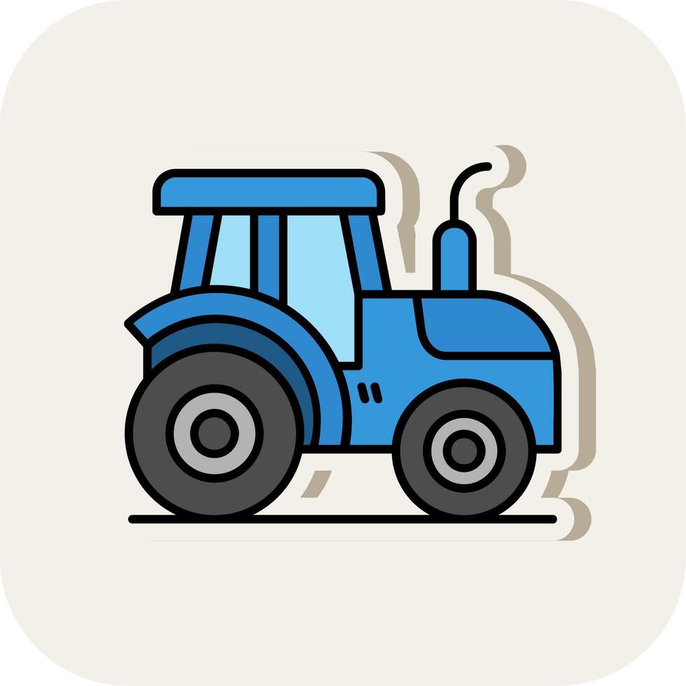 tracteur ligne rempli blanc ombre icône vecteur