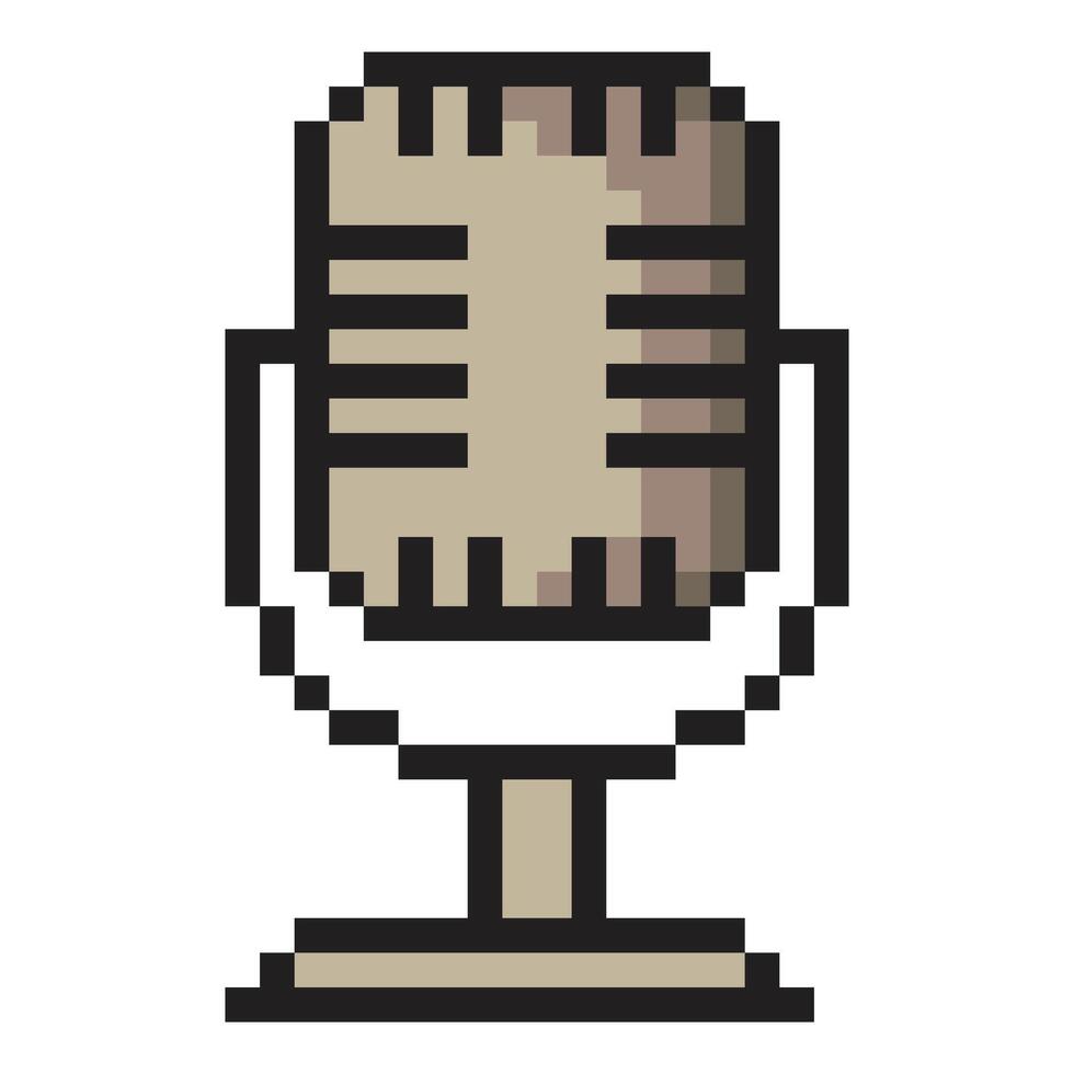 microphone dans pixel art style vecteur