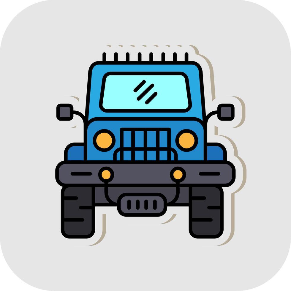 jeep ligne rempli blanc ombre icône vecteur