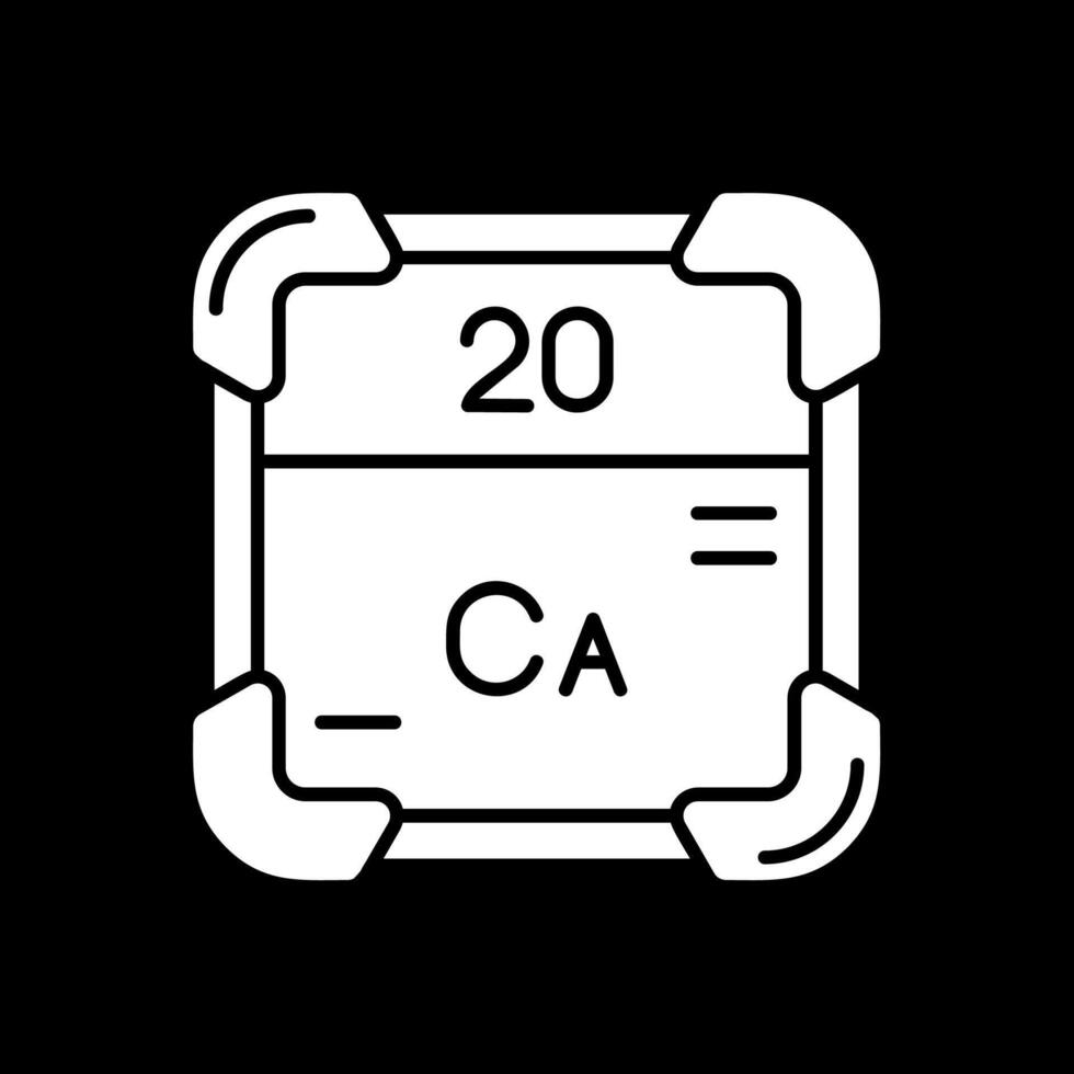 calcium glyphe inversé icône vecteur