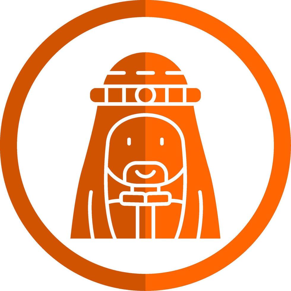 musulman glyphe Orange cercle icône vecteur