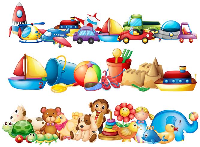 Ensemble de différents types de jouets vecteur